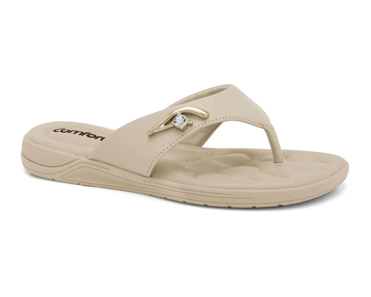 Chinelo Feminino Almond Comfortflex 2480403-1