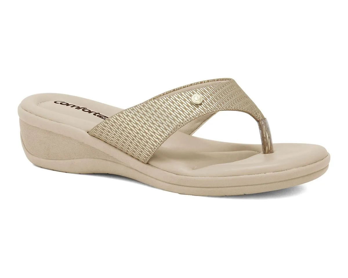 Chinelo Anabela Ouro Comfortflex 2488403-1