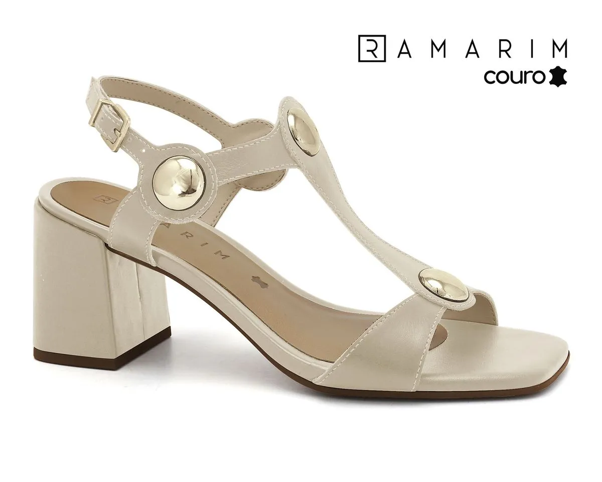 Sandália Couro Creme Ramarim 2553203-4
