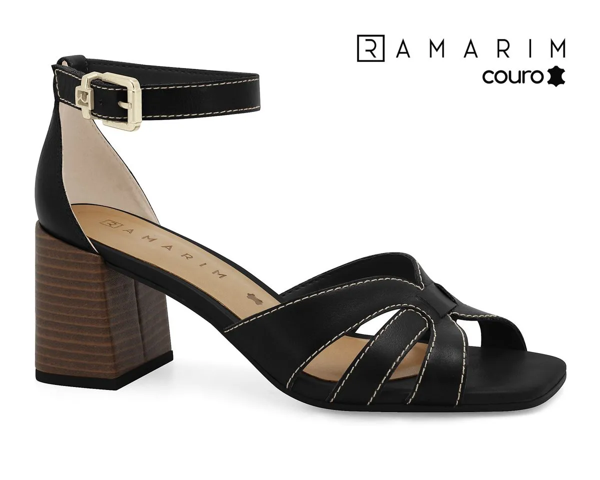 Sandália Salto Bloco Preta Ramarim 2553204-5
