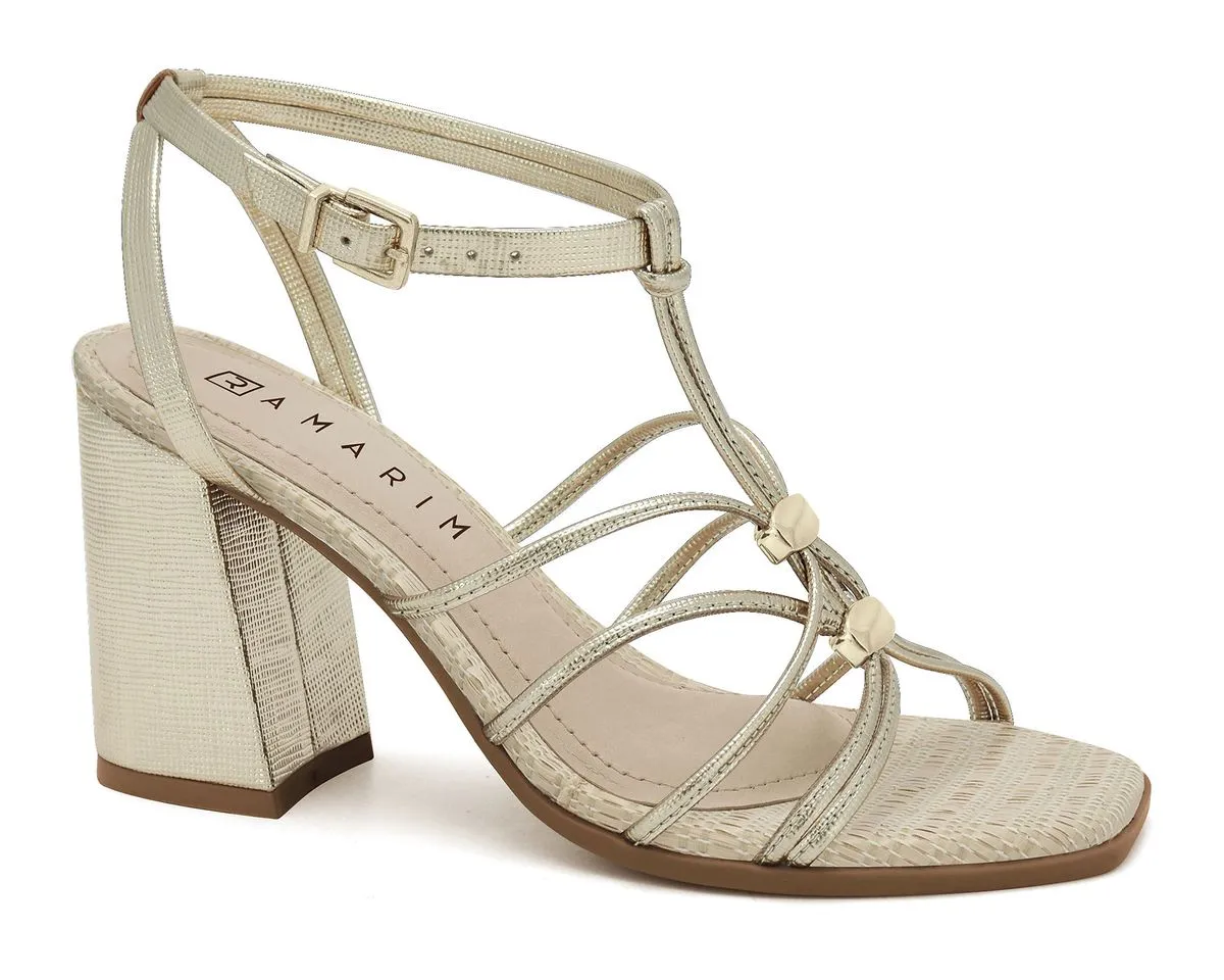 Sandália Salto Bloco Dourada Ramarim 2541204-1