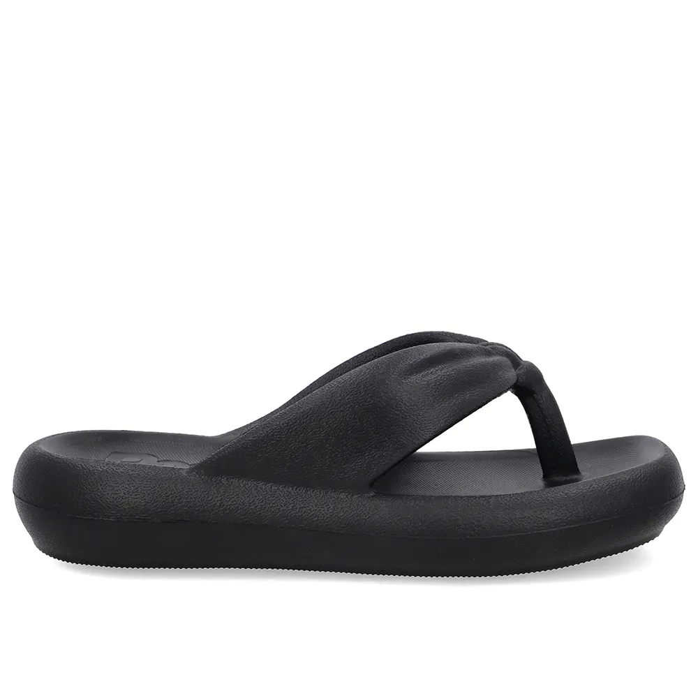 Chinelo Preto Poofy Bico Quadrado Eva
