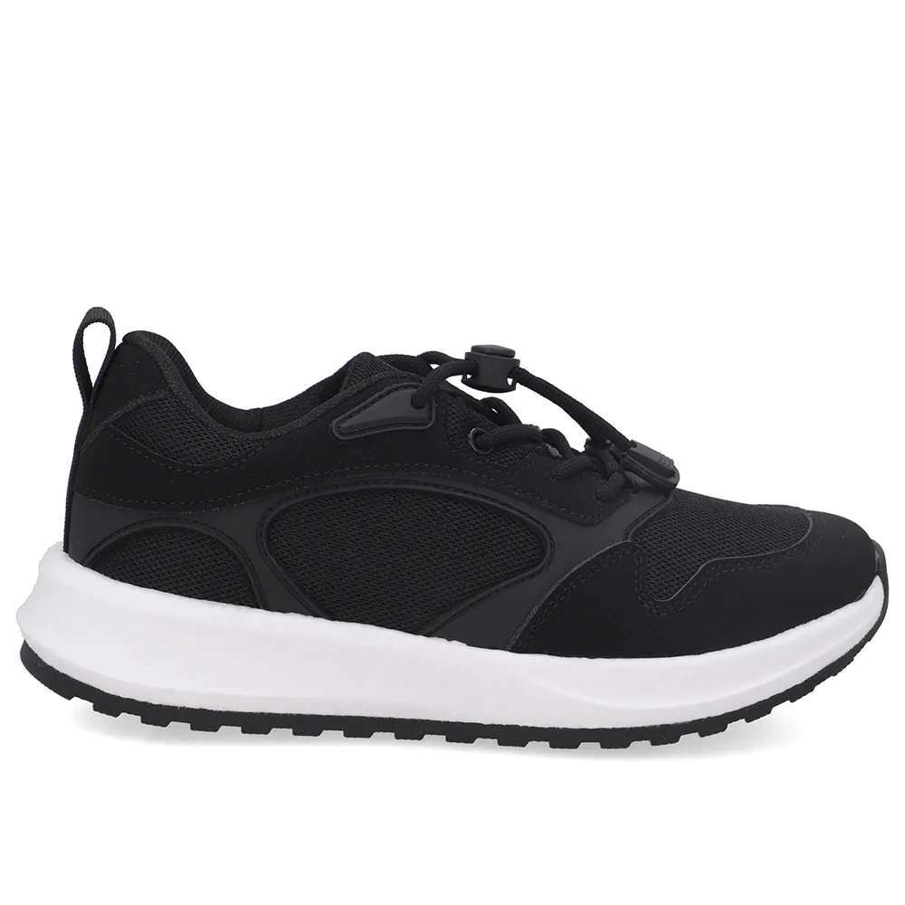 Tênis Poofy Tecido Preto Cadarço Elástico